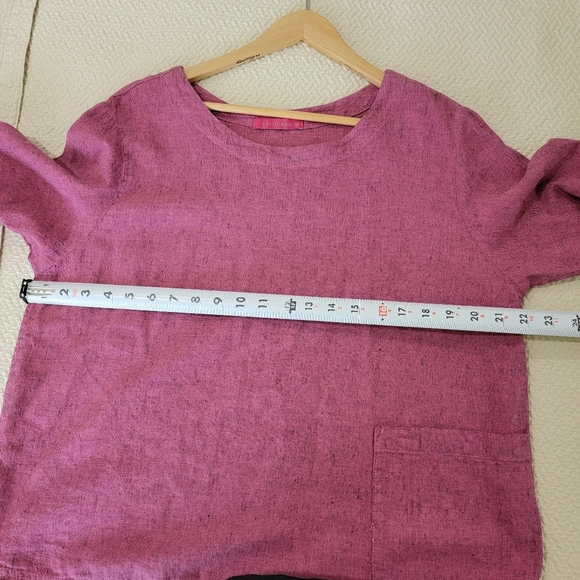 Cut Loose Linen Cotton Blend Top with Pocket Fringe Hem Size XL - Picture 9 of 16